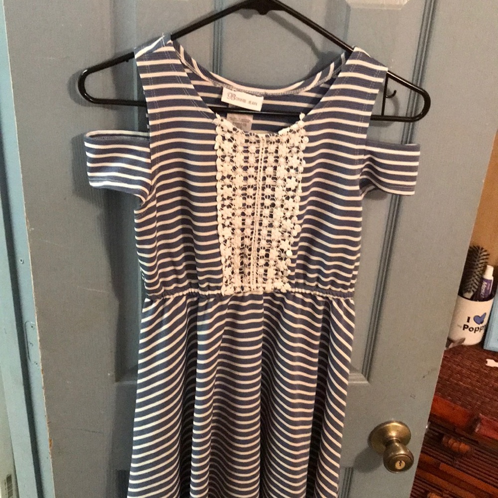 Blue and white dress